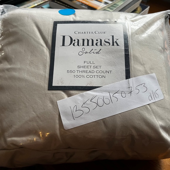 Charter Club Damask Sheet Set - Size Full - 550TC - Parchment - Picture 1 of 4